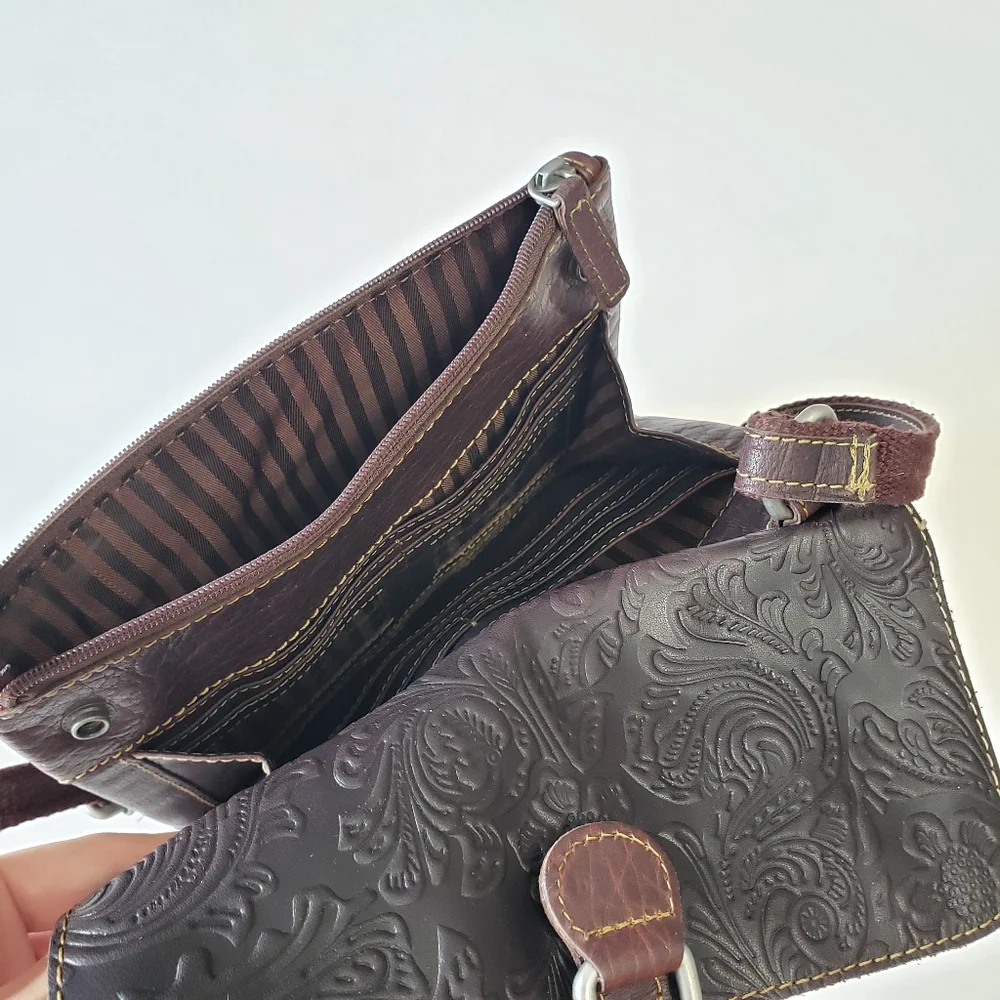 Jack Georges Brown Genuine Leather Crossbody Purse with adjustable strap - Picture 12 of 14